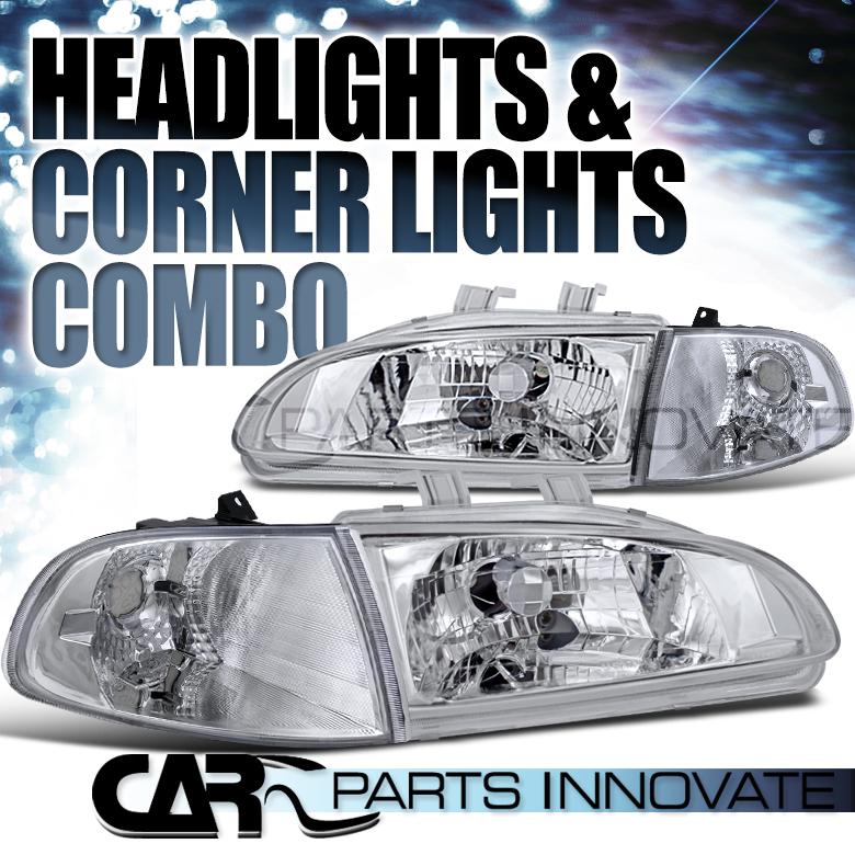 Honda 92-95 civic 2dr 3dr chrome crystal headlights+clear corner lamps