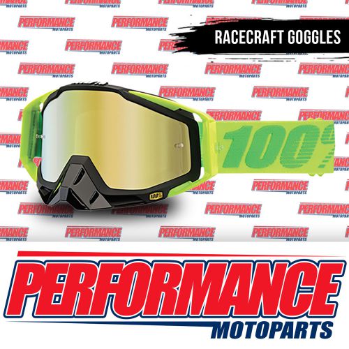 1 new 100% racecraft motocross goggles sour patch mirror gold one size 2601-1835