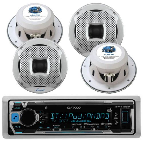 4 marine 400w silver 6.5&#034; speakers, kenwood bluetooth usb aux marine receiver