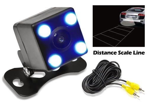 Car rear view backup camera with 4 led light distance scale line (black)