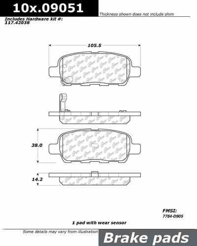 Centric 105.09051 brake pad or shoe, rear