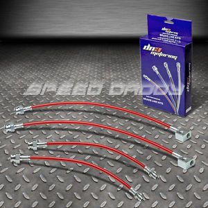 Front+rear stainless hose brake line/cable for 96-00 honda civic em1/ej red