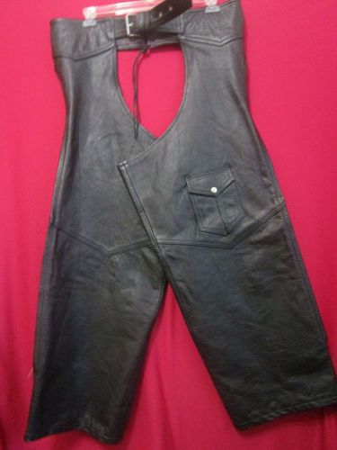 Moto boss  men&#039;s leather motorcycle bike chaps pants 3xl black