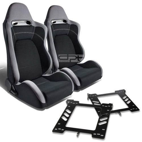 Type-r racing seat gray black cloth+silder+for 93-98 golf/gti mk3 bracket x2