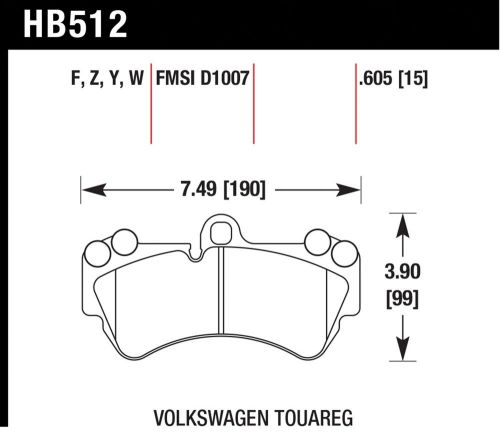 Hawk performance hb512y.605 disc brake pad fits 04-09 cayenne touareg