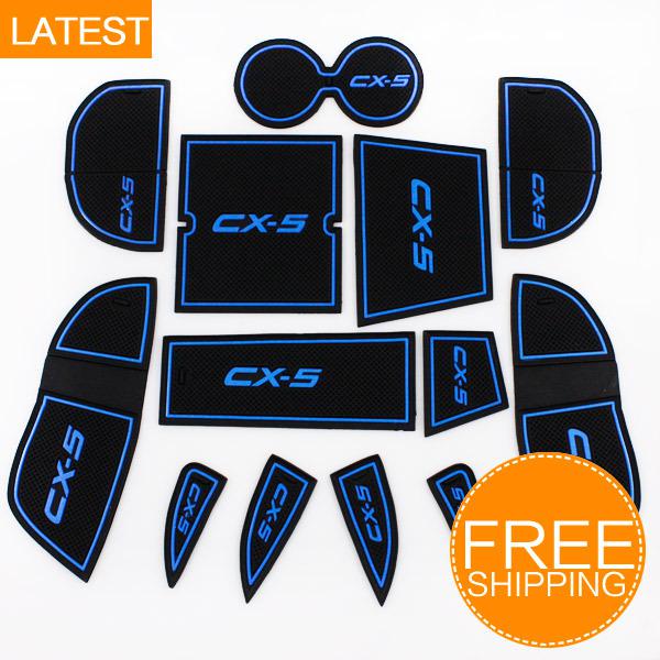 New 13 pcs non-slip interior door mat cup mat for mazda cx-5 2012 2013 2014 blue