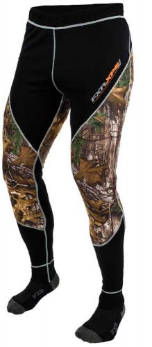 Fxr-snow vapour 20% merino base layer bottoms/pants,black/realtree camo,large/lg