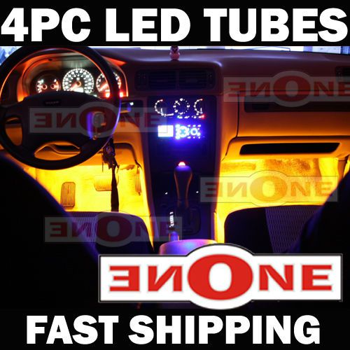4pc universal yellow led neon interior glow lighting kit