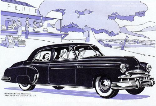 Vintage original  1949  chevrolet  styleline  &amp;  old  gold  ad - 10 &#034; x 13 1/2 &#034;