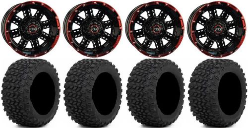 Madjax transformer red golf wheels 14&#034; 23x10-14 xt trail tires ez-go &amp; club car