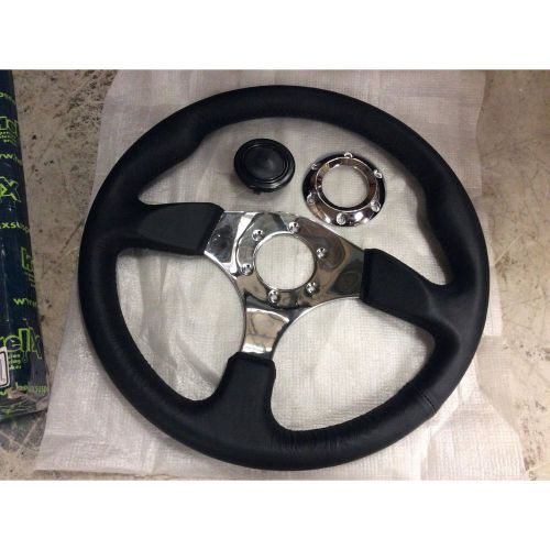 Stealth gt steering wheel black leather w/ chrome jdm racing no reserve