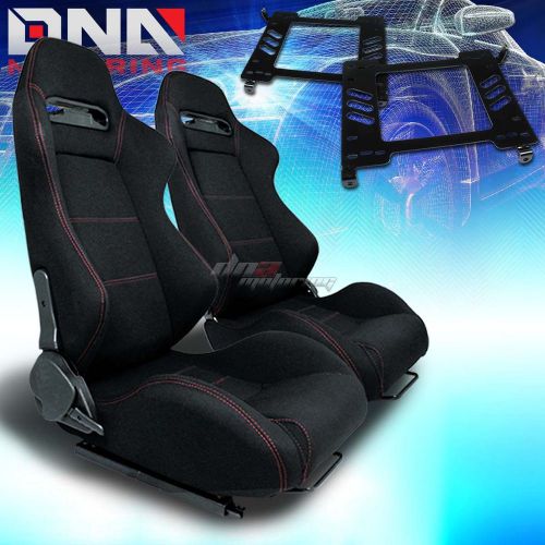 For 90-99 mr2 sw20 mount/bracket+type-r black cloth racing seat reclinable x2