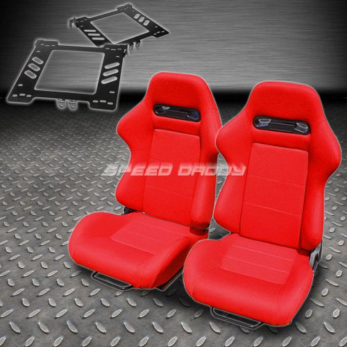 Pair type-r red cloth reclining racing seat+bracket for 99-05 golf mk4/jetta