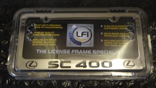 *new* lexus chrome lfi sc400 engraved license plate frame fits all years