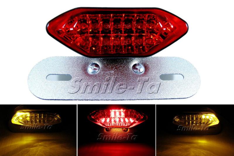 Motorcycle led rear brake/running/license plate/turn signal tail light bracket ^