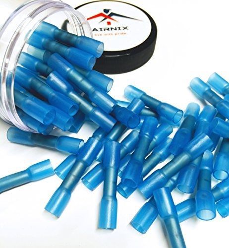 Airnix airnix 50 pcs crimp heat shrink insulated electrical butt connectors blue