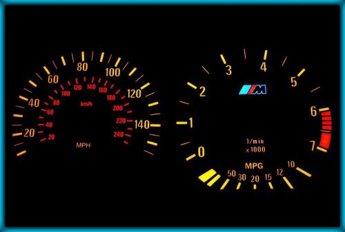 G122 bmw e36 91-99 uk 140mph black/amber el plasma glow gauges cluster dials