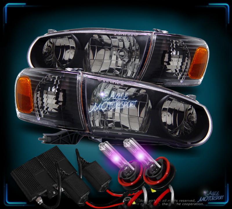 12000k slim hid 2001-2002 toyota corolla crystal black headlights + amber corner