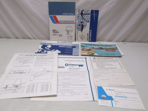 Vtg evinrude 65 hp triumph outboard owner&#039;s manual service directory boating log