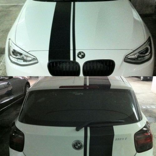 Car vinyl decals dual racing stripes sticker hood roof rear for 1 series #699