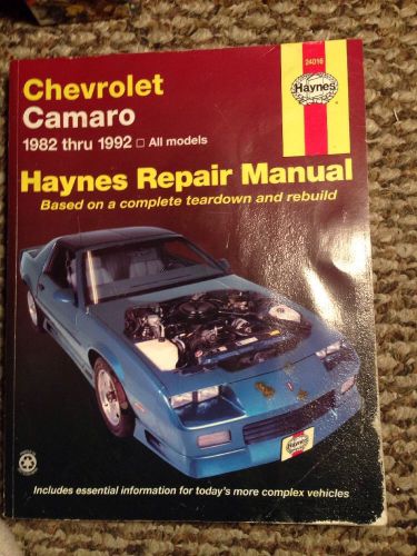 Haynes 24016 service repair manual chevrolet camaro 1982-1992 all models