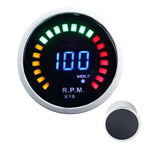 Dewhel universal electronic 2&#034; rpm tachometer rev counter 10k gauge volt 52mm