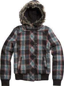 Fox racing back country womens plaid bomber jacket black