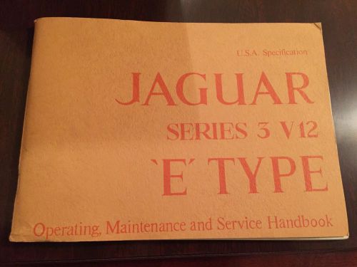 Jaguar e-type series 3 v12 handbook (us edition) book paper