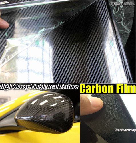 All sizes - car black 5d high glossy carbon fiber vinyl wrap sticker air free hd