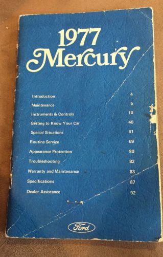 1977 mercury original owner manual, owner&#039;s guide