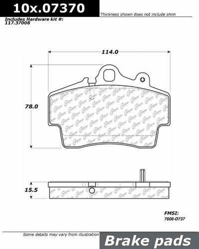 Centric 105.07370 brake pad or shoe, front-posi-quiet ceramic w/shims & hardware