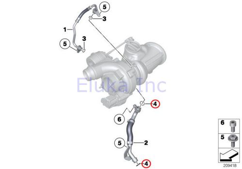 Bmw genuine oil supply turbocharger oil line o-ring - return line (15 x 1.78 mm)