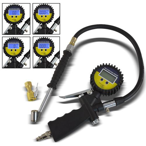 0-255psi digital tire gauge clip on dual chuck cars trucks tires pistol inflator