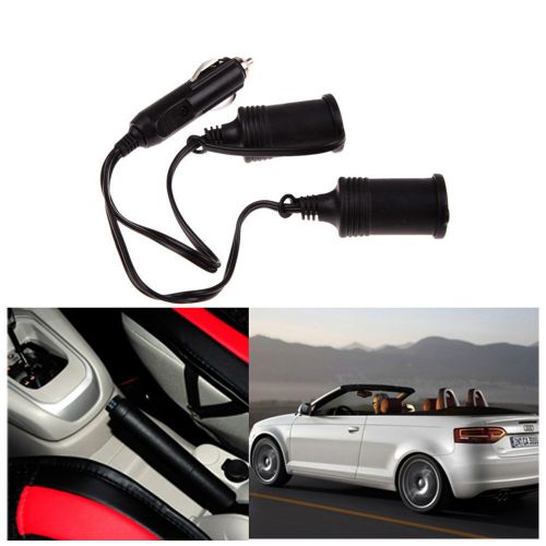 12v car motor cigarette lighter extension cable socket cord 2-way double plug