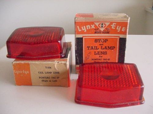 41 42 46 47 1941 1942 1946 1947  pontiac tail light lens lynx eye ruby glass nos