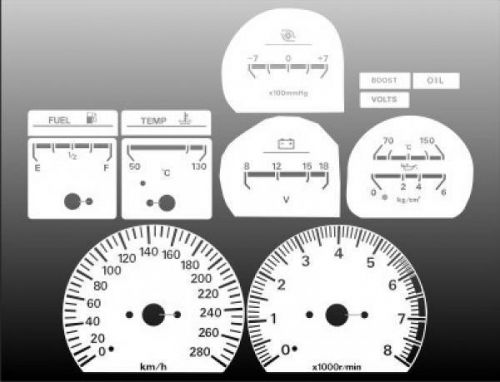 White face gauge kit fits 1984-1986 nissan 300zx metric kph kmh z32 dash cluster