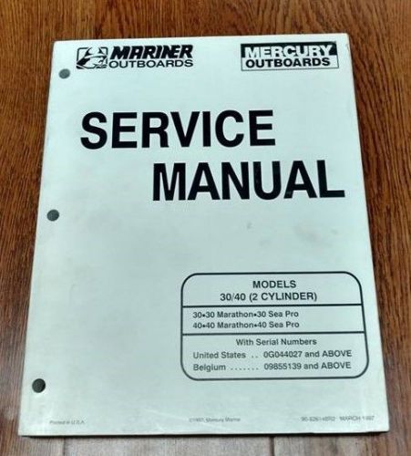Mercury mariner outboard service manual models 30/40 2 cylinder 90-826148r2