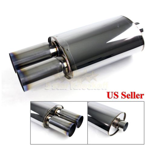 Tracks style for bimmer! 1x sport race oval exhaust muffler &amp; dual burnt tips