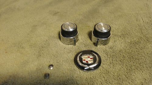 1989-1993 cadillac radio knobs 4 piece set plus wreath crest emblem