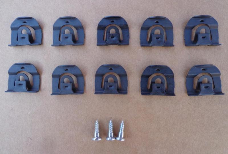 10 front/rear window/glass molding clips-64-70 gm- chevelle chevy corvair 83-85l