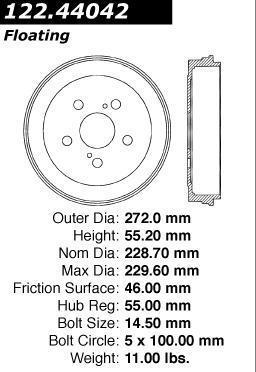 Centric 122.44042 rear brake drum-premium drum