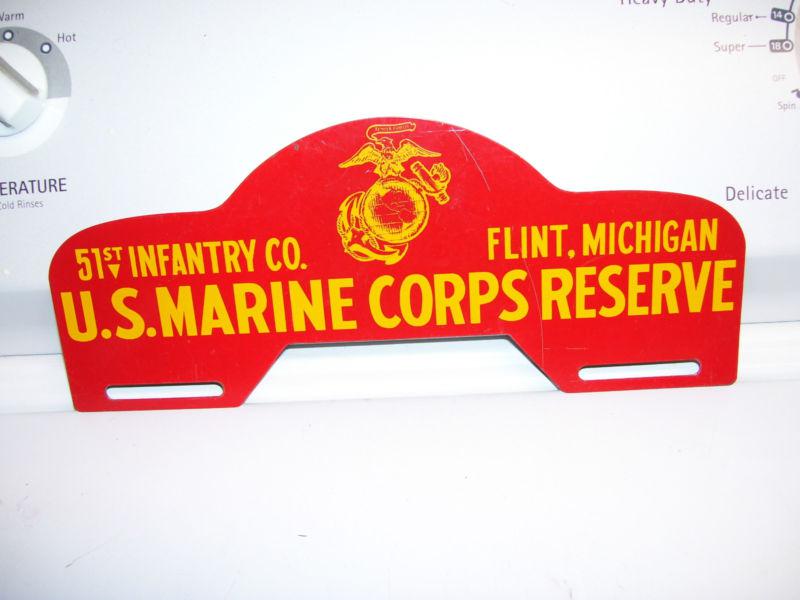 Vintage ww2 us marine corps license plate topper sign rat rod auto accessory 