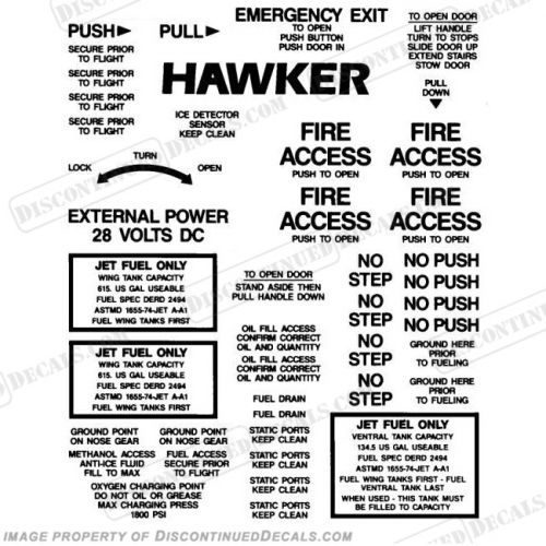 Fits hawker 500 series exterior decal kit - black