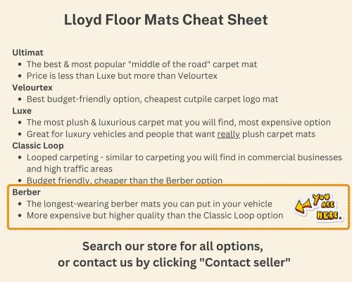 Lloyd berber front carpet mat for &#039;75-83 chevy c20 w/black outline chevy bowtie