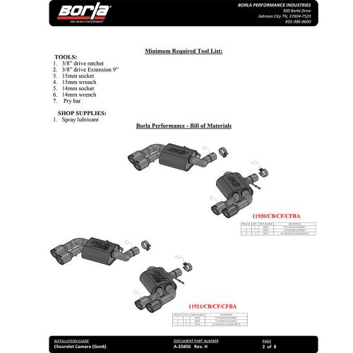 Borla 11925cfba atak axle back exhaust for 2016-2022 chevrolet camaro ss 6.2l v8