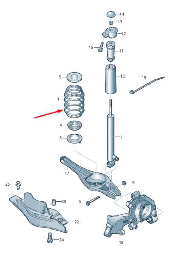 Volkswagen golf mk7 rear screw spring 5q0511115hn new original-