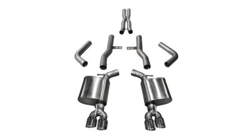 Corsa 15-17 dodge challenger hellcat dual rear exit extreme exhaust w/ 3.5in pol