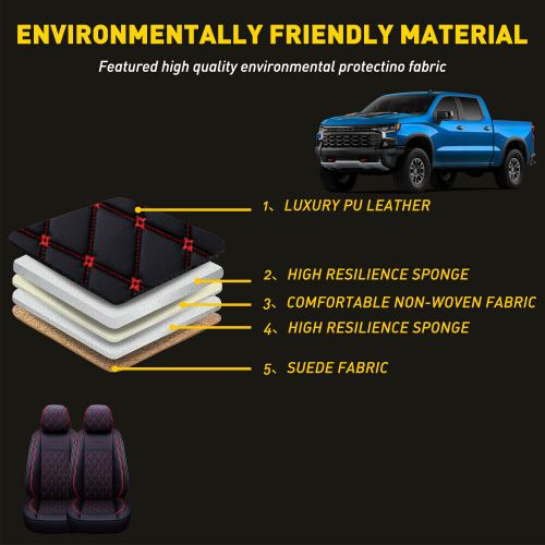 For chevy silverado gmc sierra 1500 2500 leather car seat cover 5 seat front eor