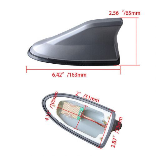 Auto car shark fin roof cover fm/am antenna aerial radio signal w/black rubber