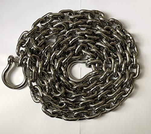 Stainless steel 316 windlass anchor chain 10mm (3/8&#034;) din766 by 20&#039; w/ shackles